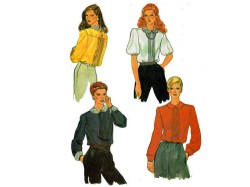 7574 VOGUE LOOSE PULLOVER SS-LS BACK BUTTON YOKE  BLOUSE PATTERN 12 OR 10
